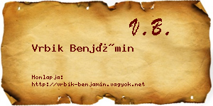 Vrbik Benjámin névjegykártya